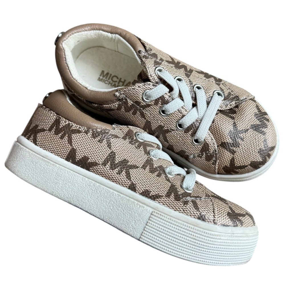 Michael Kors 6C toddler sneakers signature MK print tan